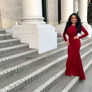 Red long sleeve gown